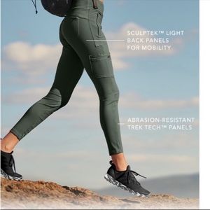 Athleta Headlands Hybrid Cargo Pant Tight Legging Dark Olive